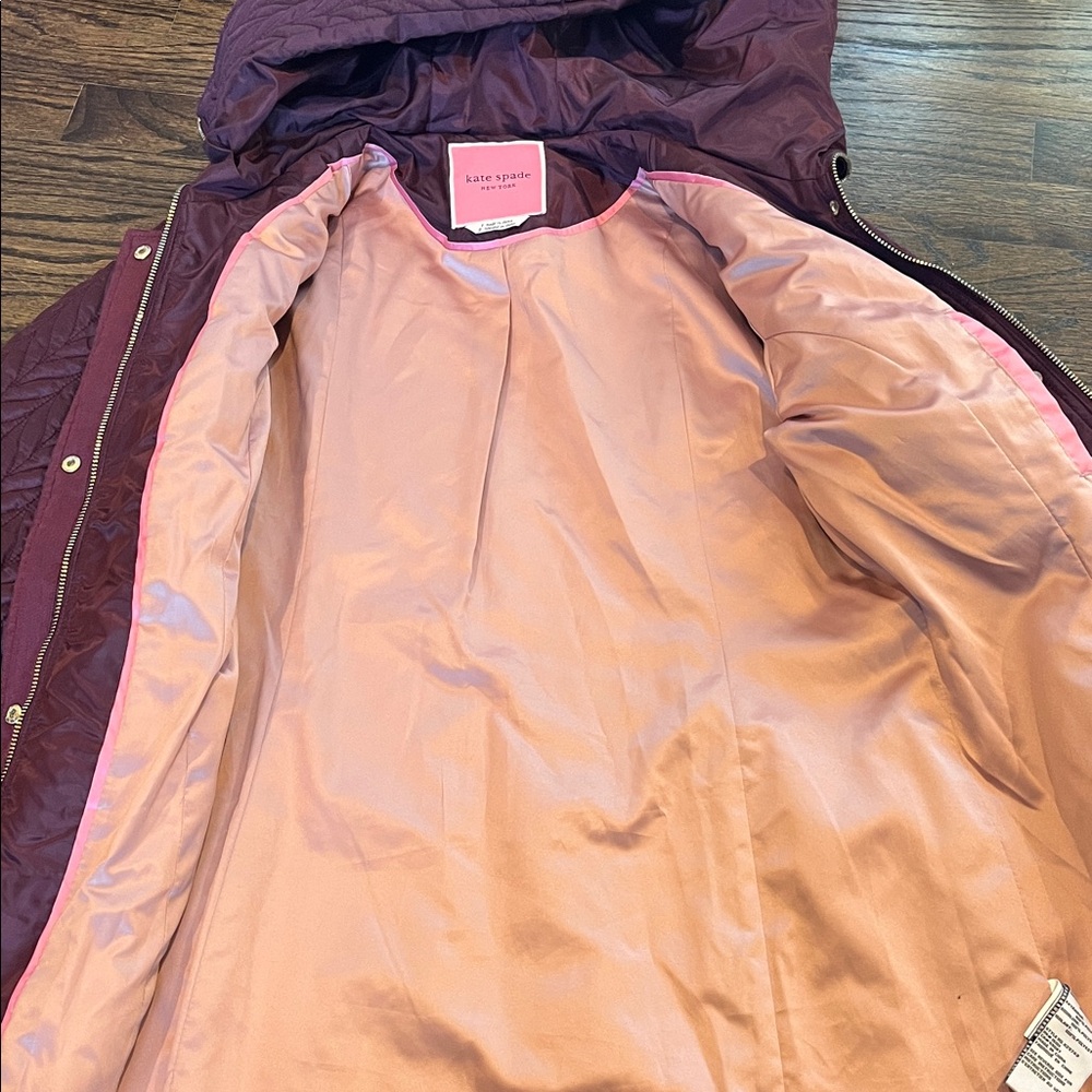 Kate Spade Mulberry Quilted Hooded Coat, size small - Picture 7 of 7